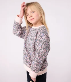 Petit Bateau Sweatshirts, Pullover, Cardigans*Kinder-Sweatshirt aus bedruckter Baumwolle rosa JOLI/weiss MULTICO