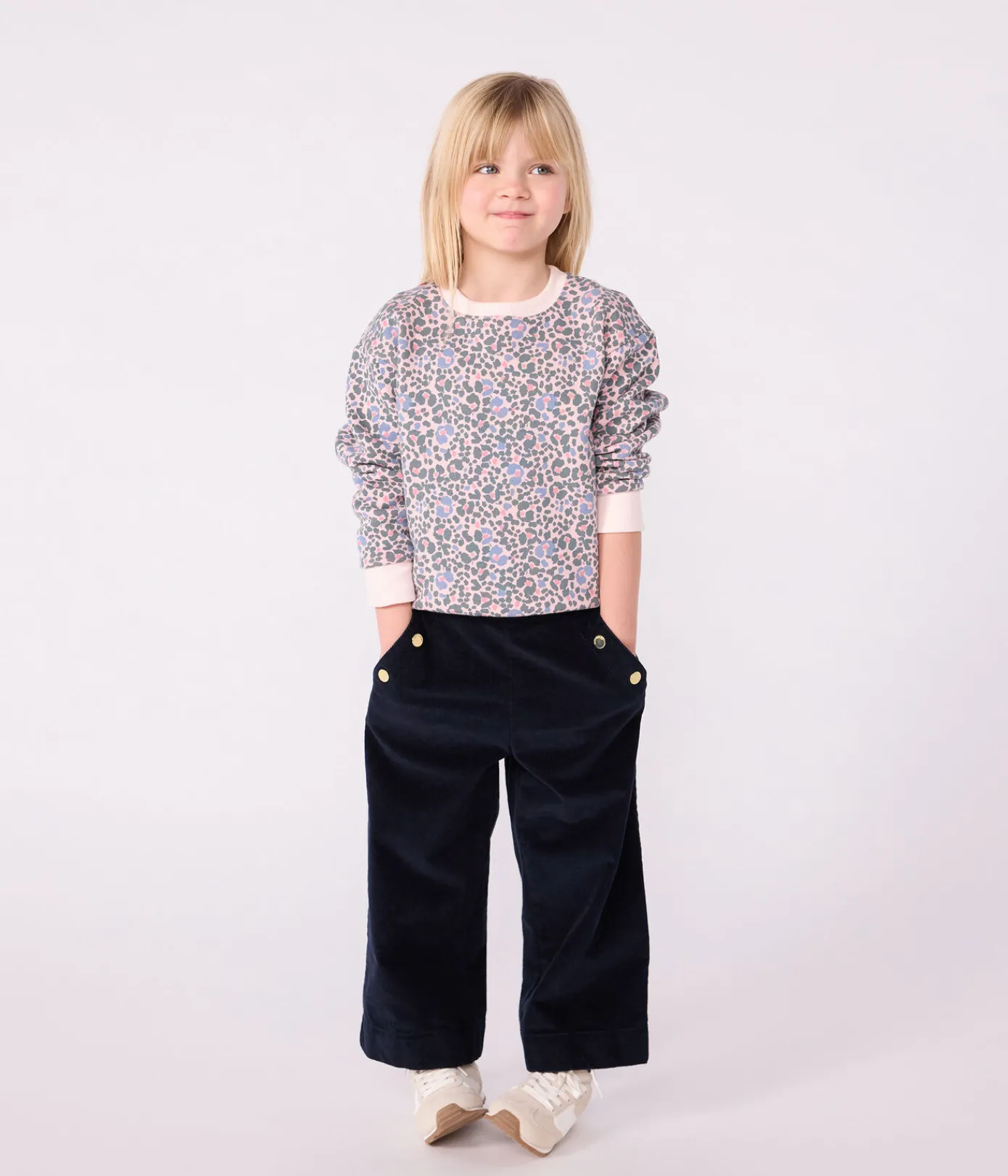 Petit Bateau Sweatshirts, Pullover, Cardigans*Kinder-Sweatshirt aus bedruckter Baumwolle rosa JOLI/weiss MULTICO