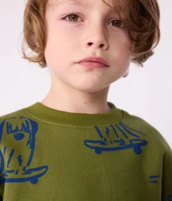 Petit Bateau Sweatshirts, Pullover, Cardigans*Kinder-Sweatshirt aus bedruckter Baumwolle blau CEDAR/ OLYMPIC