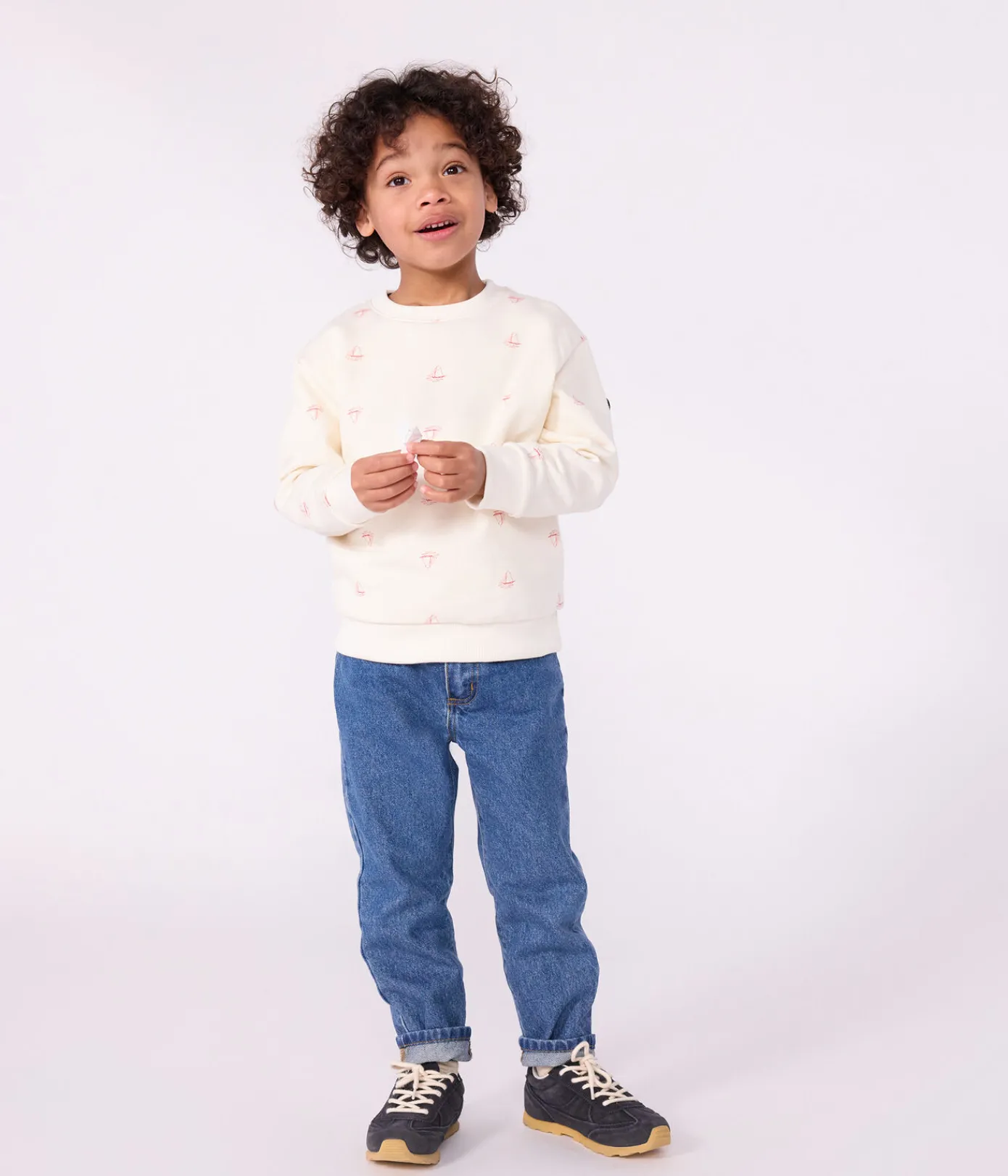 Petit Bateau Sweatshirts, Pullover, Cardigans|Sweatshirts, Pullover, Cardigans*Kinder-Sweatshirt aus bedruckter Baumwolle ROT MILK/ POMPEI