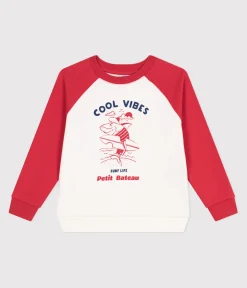 Petit Bateau Sweatshirts, Pullover, Cardigans*Kinder-Sweatshirt aus bedruckter Baumwolle ROT MARSHMALLOW/ SPI