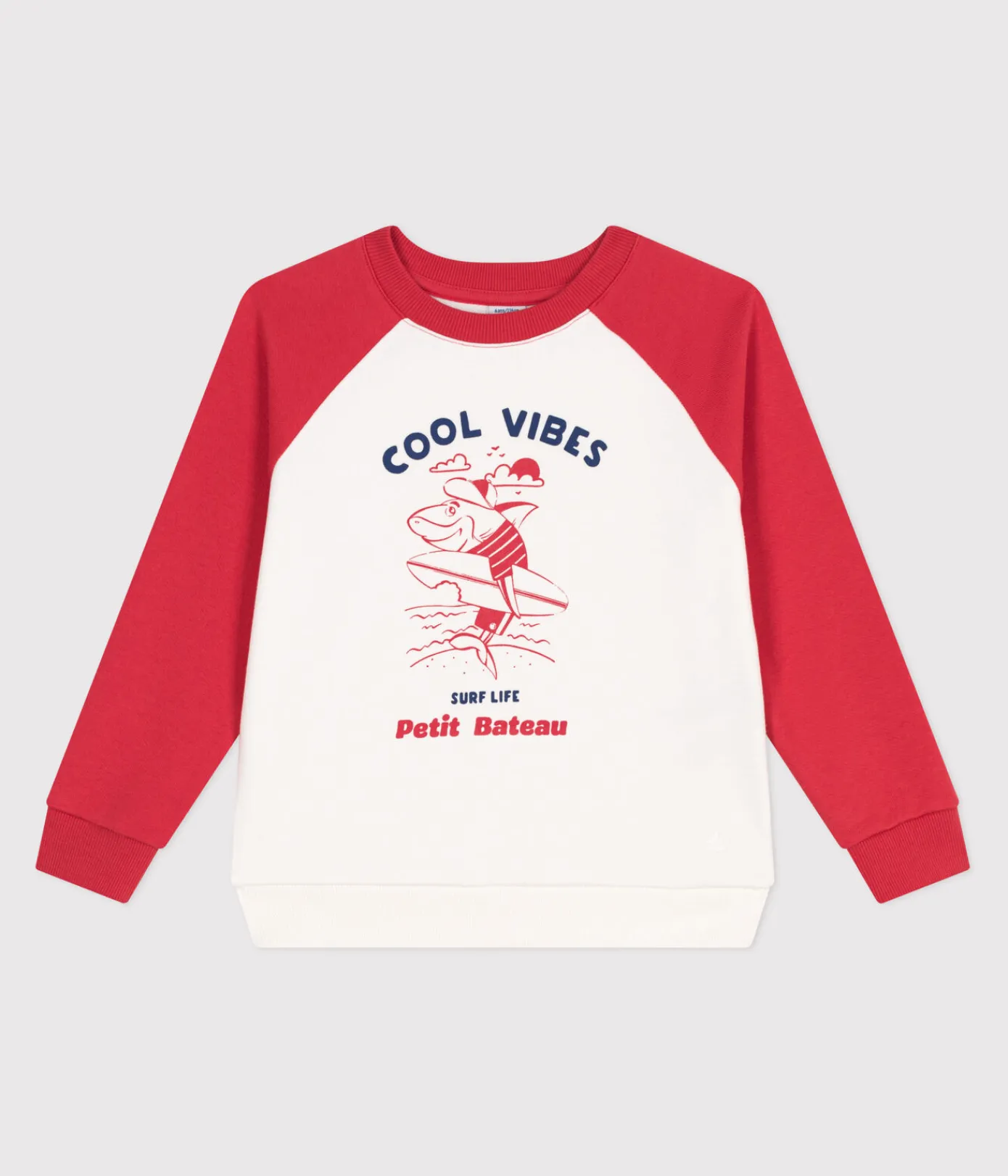 Petit Bateau Sweatshirts, Pullover, Cardigans*Kinder-Sweatshirt aus bedruckter Baumwolle ROT MARSHMALLOW/ SPI