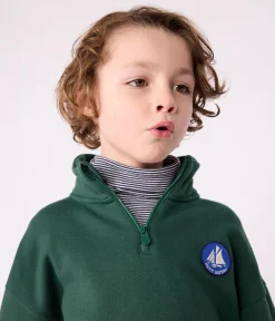 Petit Bateau Sweatshirts, Pullover, Cardigans*Kinder-Sweatshirt mit Reiverschluss-Kragen aus einfarbiger Baumwolle WILLOW