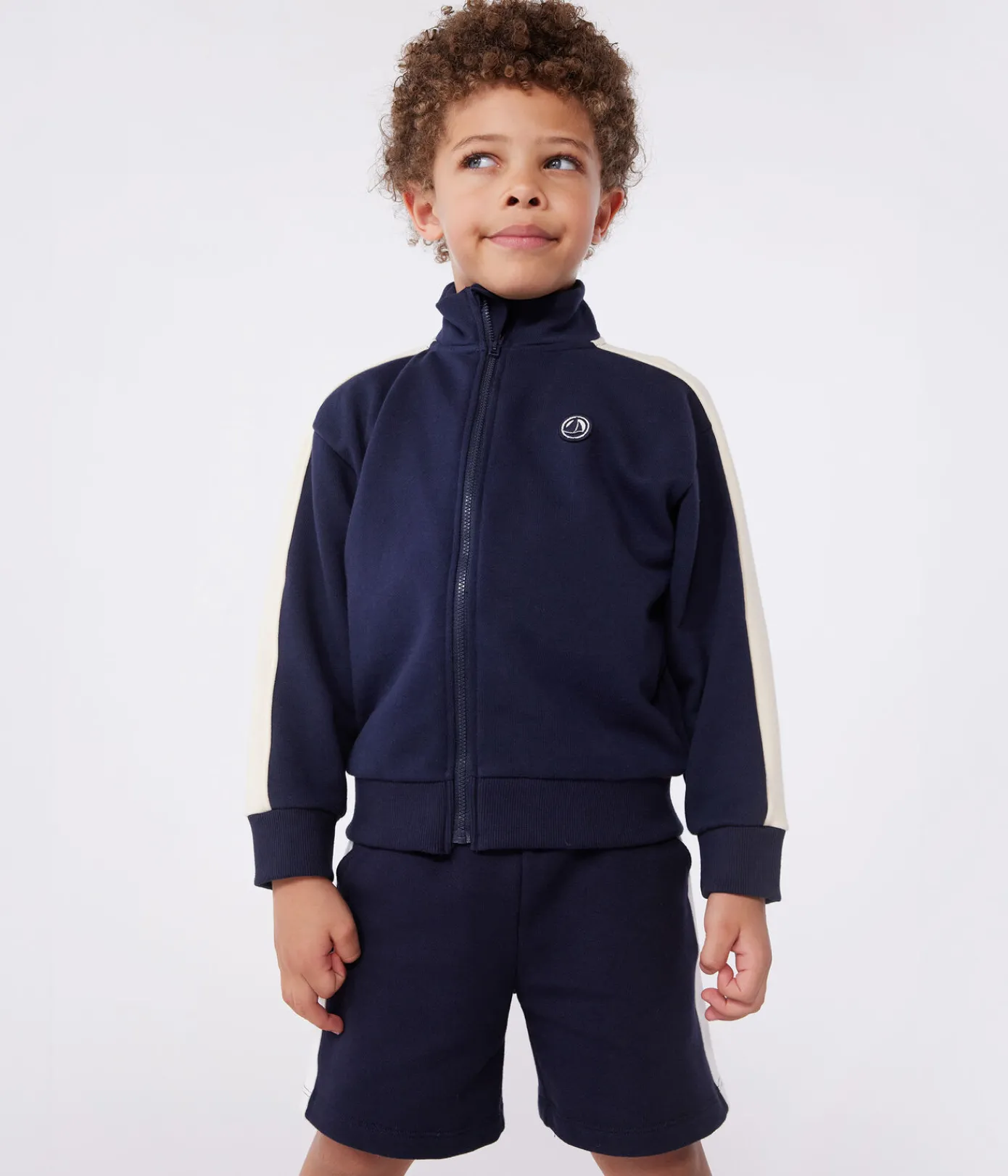 Petit Bateau Sweatshirts, Pullover, Cardigans*Kinder-Sweatshirt mit Reißverschluss und Stehkragen aus einfarbiger Baumwolle blau SMOKING