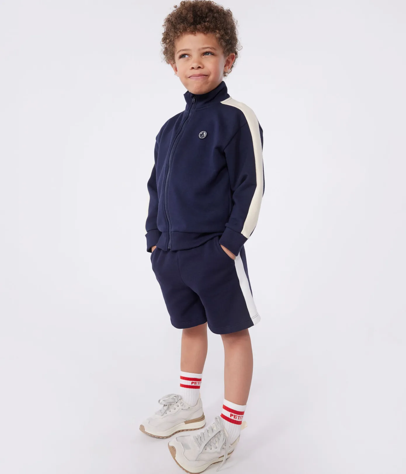 Petit Bateau Sweatshirts, Pullover, Cardigans*Kinder-Sweatshirt mit Reißverschluss und Stehkragen aus einfarbiger Baumwolle blau SMOKING