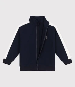 Petit Bateau Sweatshirts, Pullover, Cardigans*Kinder-Sweatshirt mit Reißverschluss und Stehkragen aus einfarbiger Baumwolle blau SMOKING