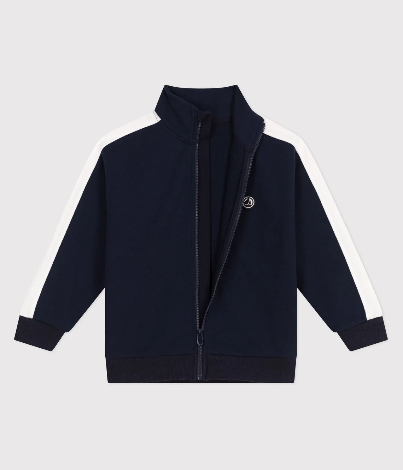 Petit Bateau Sweatshirts, Pullover, Cardigans*Kinder-Sweatshirt mit Reißverschluss und Stehkragen aus einfarbiger Baumwolle blau SMOKING