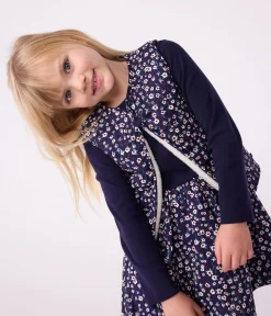 Petit Bateau Sweatshirts, Pullover, Cardigans*Kinder-Weste aus Baumwoll-Popeline und Sherpa mit Muster blau SOIR/ MULTICO