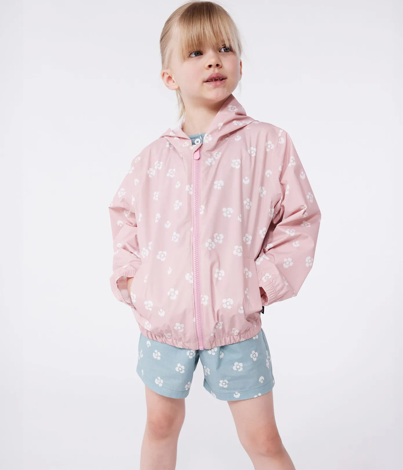 Petit Bateau Mäntel, Jacken, Regenjacken*Kinder-Windjacke mit Blumenmuster rosa CHARME/weiss MARSHMALLOW