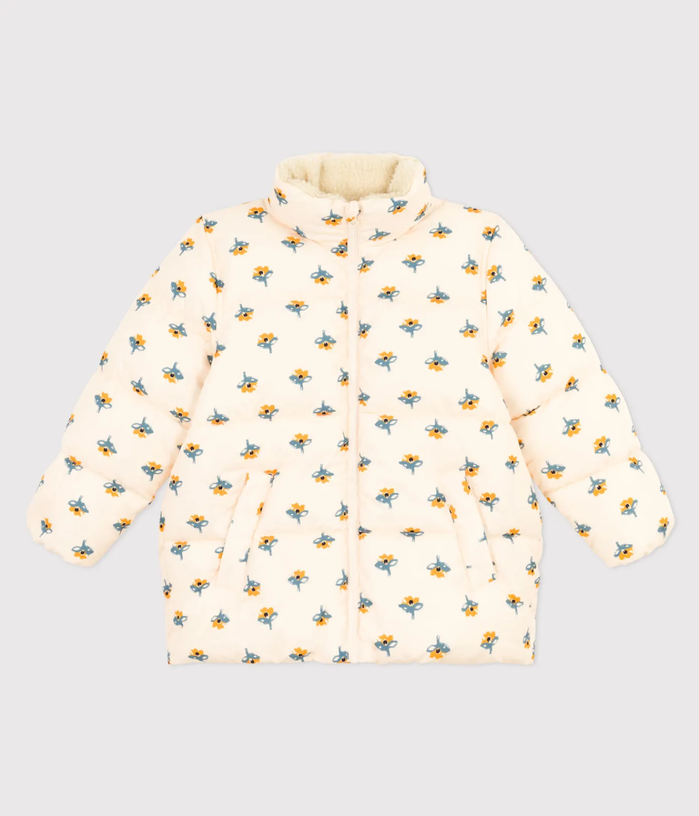 Petit Bateau Mäntel, Jacken, Regenjacken*Kinder-Winterjacke mit ausziehbarer Kapuze für Mädchen weiss AVALANCHE/ MULTICO