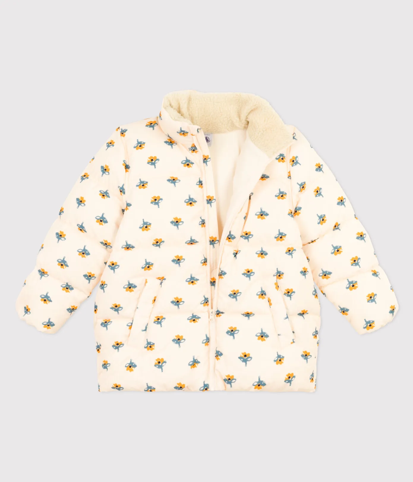 Petit Bateau Mäntel, Jacken, Regenjacken*Kinder-Winterjacke mit ausziehbarer Kapuze für Mädchen weiss AVALANCHE/ MULTICO
