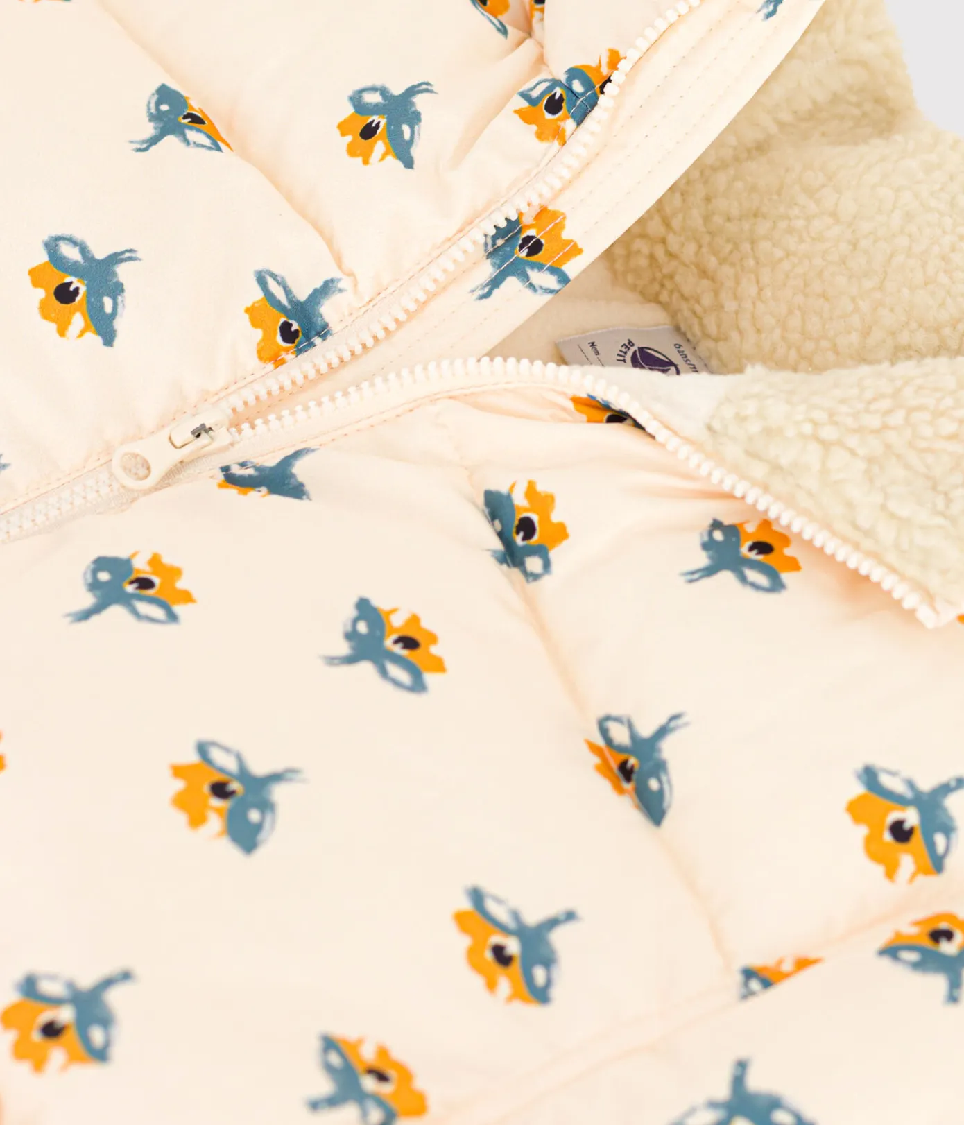 Petit Bateau Mäntel, Jacken, Regenjacken*Kinder-Winterjacke mit ausziehbarer Kapuze für Mädchen weiss AVALANCHE/ MULTICO