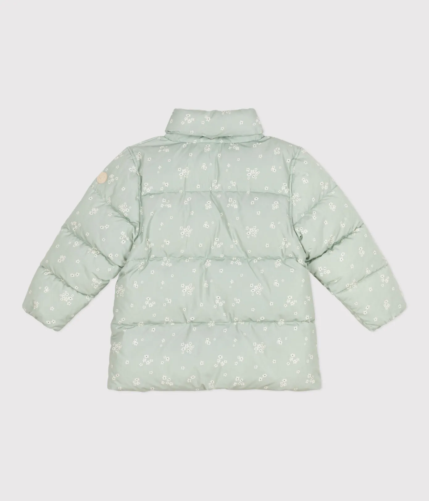 Petit Bateau Mäntel, Jacken, Regenjacken*Kinder-Winterjacke mit einrollbarer Kapuze für Mädchen grün HERBIER/weiss MULTICO