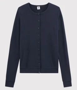 Petit Bateau Homewear|Streifenshirts, Pullover, Cardigans*Klassischer Baumwoll-Cardigan für Damen blau SMOKING