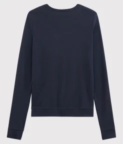 Petit Bateau Homewear|Streifenshirts, Pullover, Cardigans*Klassischer Baumwoll-Cardigan für Damen blau SMOKING