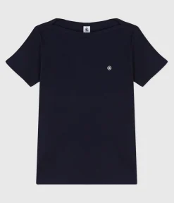 Petit Bateau Alle T-Shirts|Das Ikonische (Slim)*Kultiges Damen-T-Shirt mit Admiralskragen aus Baumwolle blau SMOKING