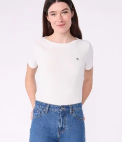 Petit Bateau Alle T-Shirts|Das Ikonische (Slim)*Kultiges Damen-T-Shirt mit Admiralskragen aus Baumwolle weiss ECUME