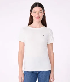 Petit Bateau Alle T-Shirts|Das Ikonische (Slim)*Kultiges Damen-T-Shirt mit Admiralskragen aus Baumwolle weiss ECUME