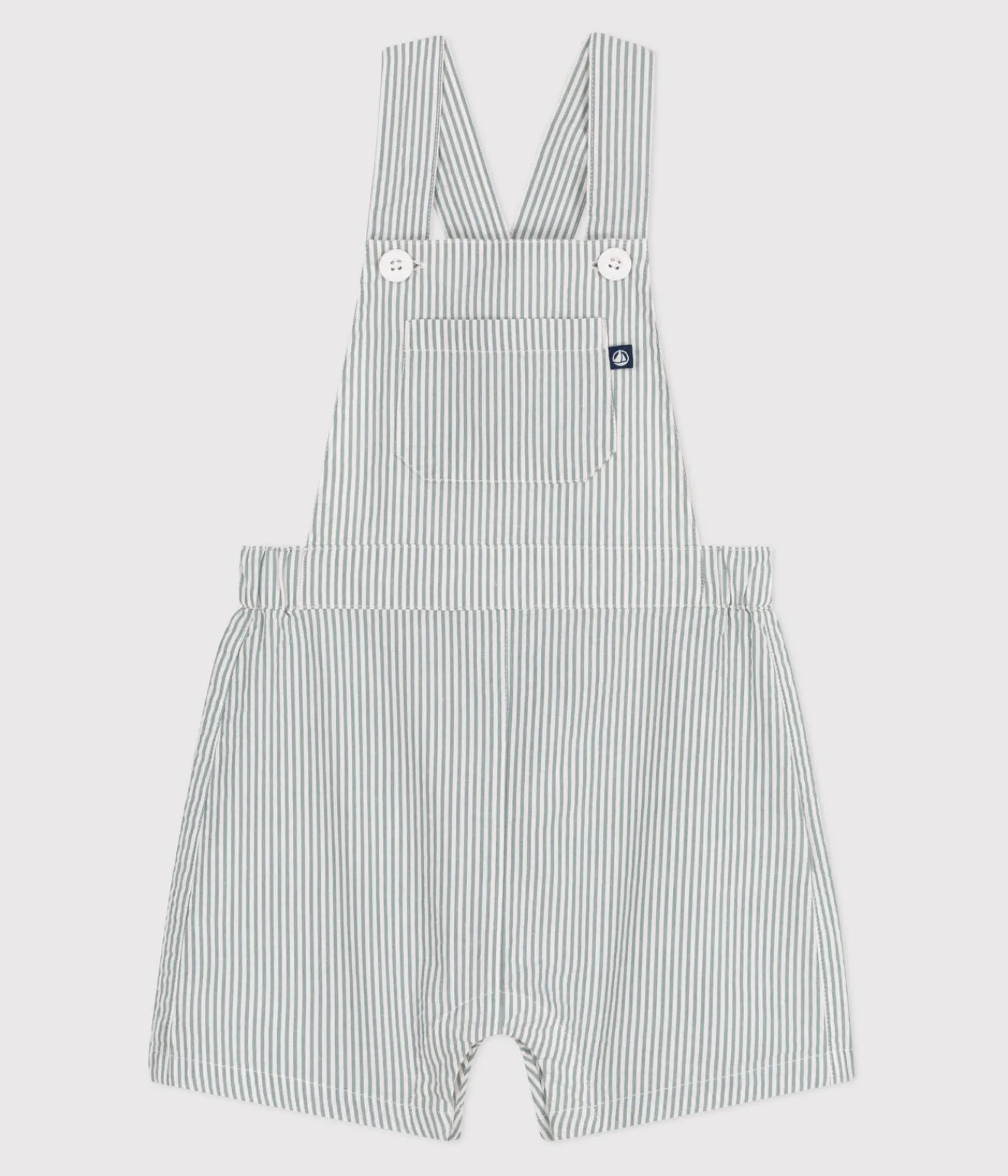 Petit Bateau Sets, Overalls & Latzhosen*Kurzbeinige Baby-Latzhose aus Baumwolle mit Streifen weiss MARSHMALLOW/blau BRUT