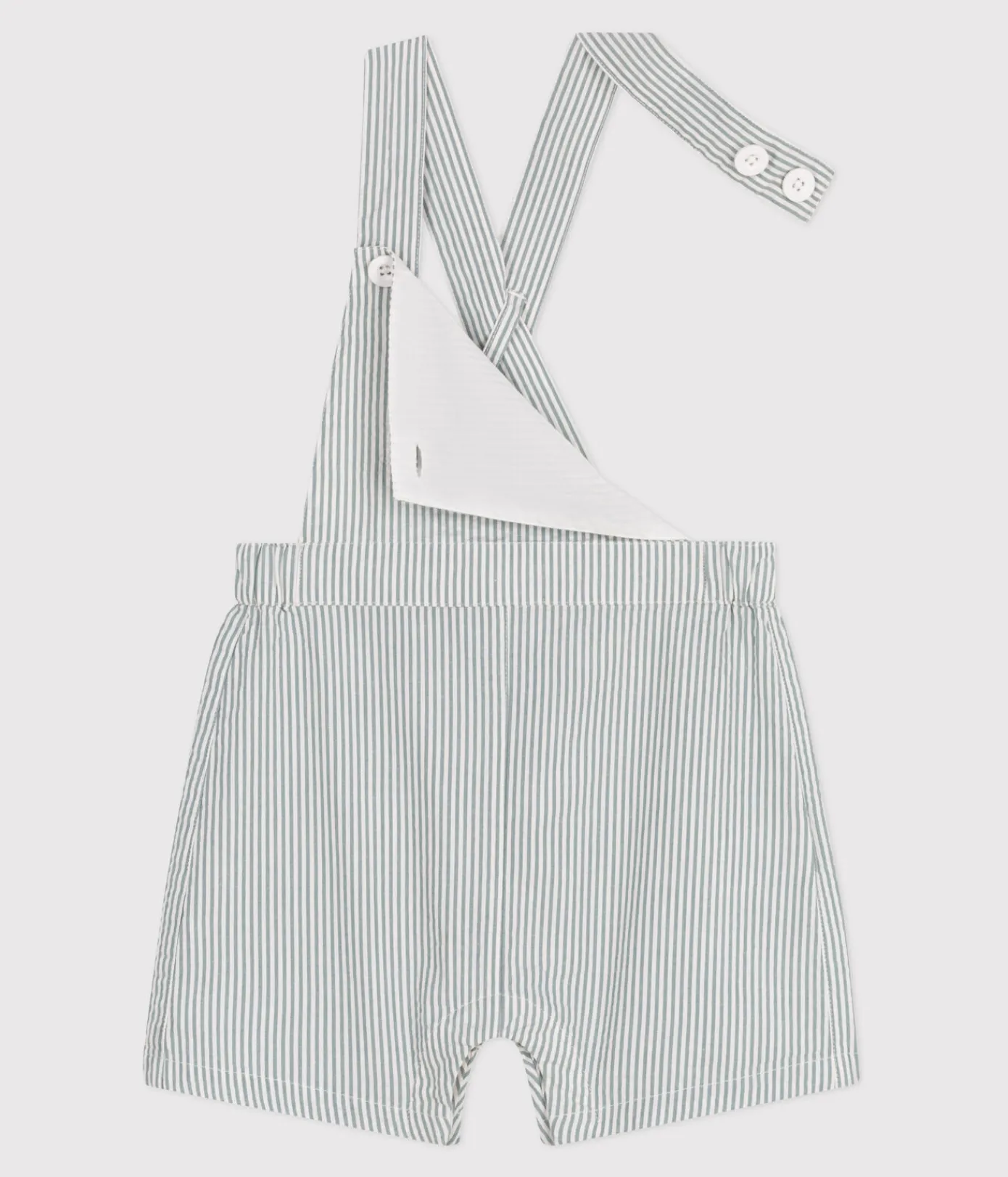 Petit Bateau Sets, Overalls & Latzhosen*Kurzbeinige Baby-Latzhose aus Baumwolle mit Streifen weiss MARSHMALLOW/blau BRUT