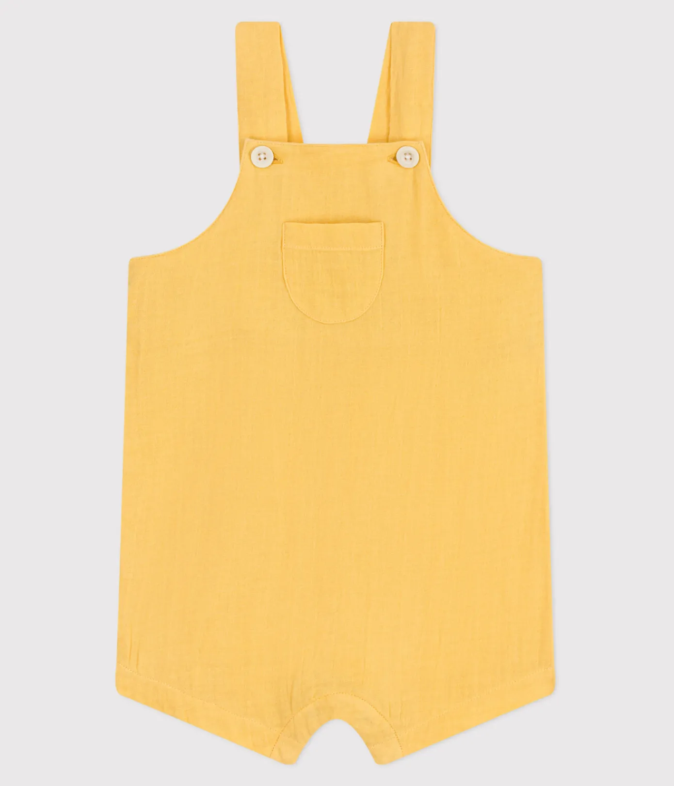 Petit Bateau Sets, Overalls & Latzhosen*Kurzbeinige Baby-Latzhose aus einfarbigem Musselin-Stoff gelb ORGE