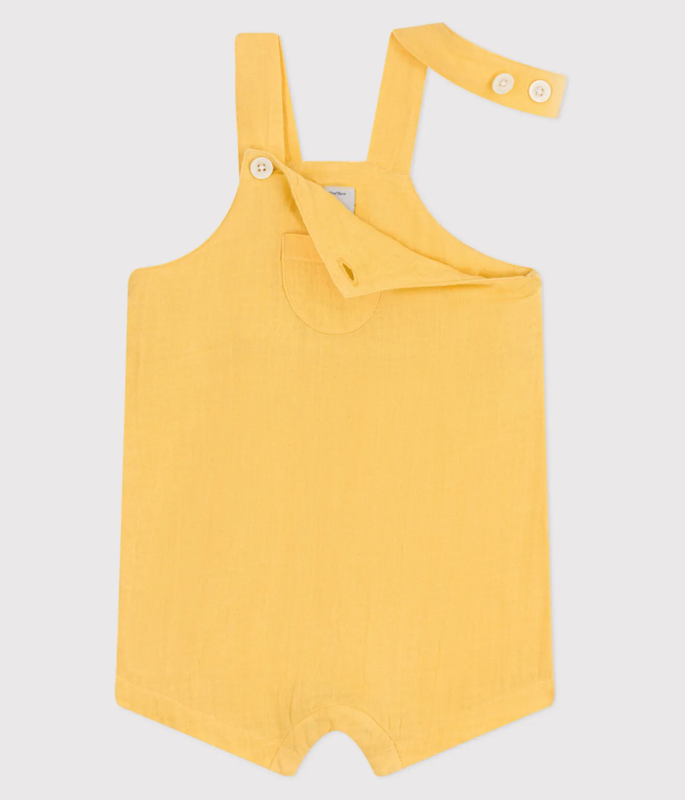 Petit Bateau Sets, Overalls & Latzhosen*Kurzbeinige Baby-Latzhose aus einfarbigem Musselin-Stoff gelb ORGE