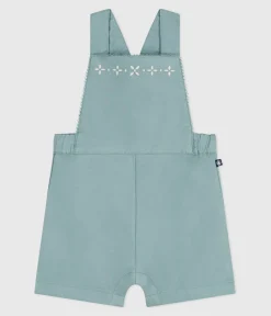 Petit Bateau Sets, Overalls & Latzhosen*Kurzbeinige Baby-Latzhose aus einfarbiger Baumwolle grün PAUL