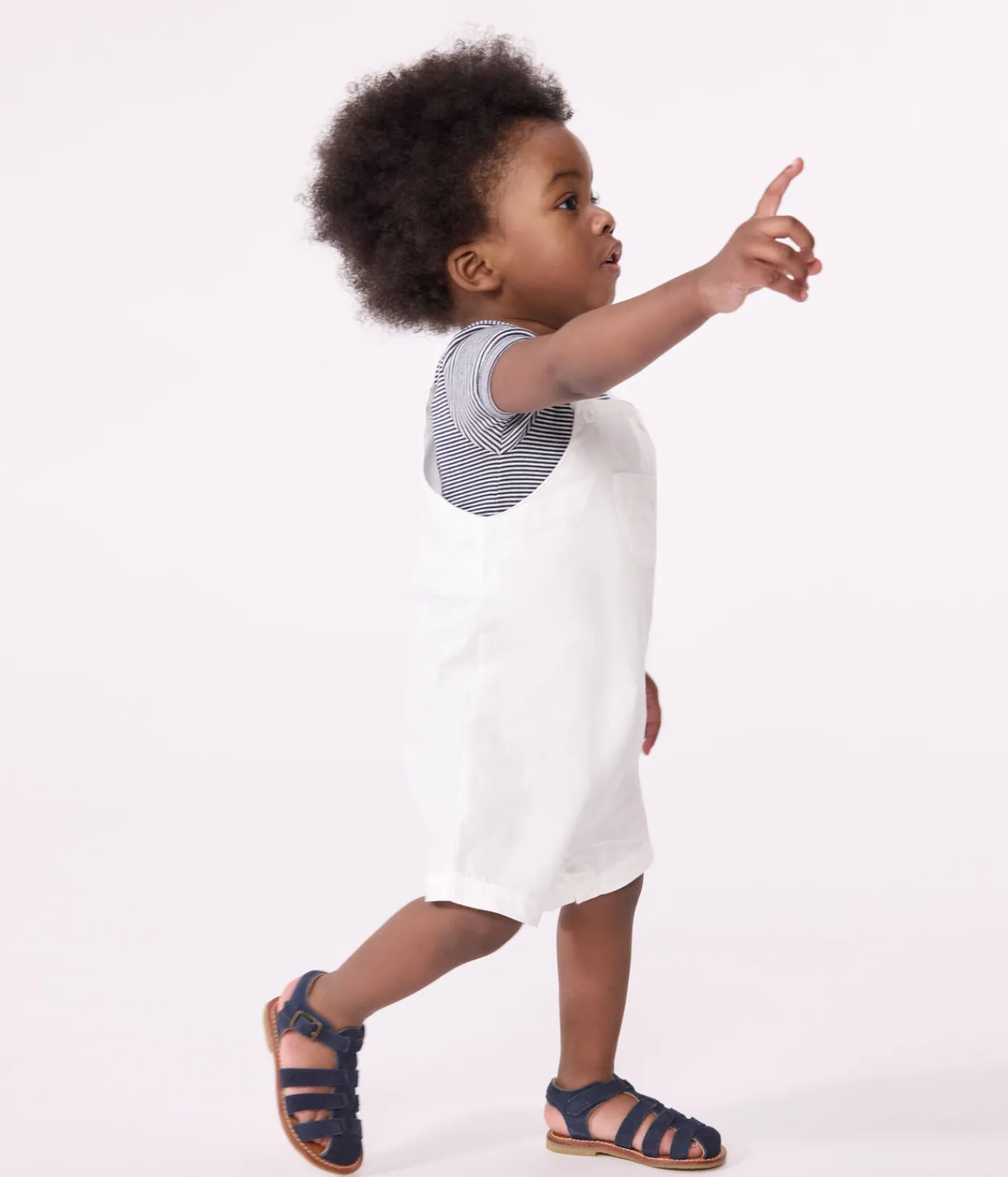 Petit Bateau Sets, Overalls & Latzhosen*Kurzbeinige Baby-Latzhose aus einfarbiger Baumwolle weiss ECUME