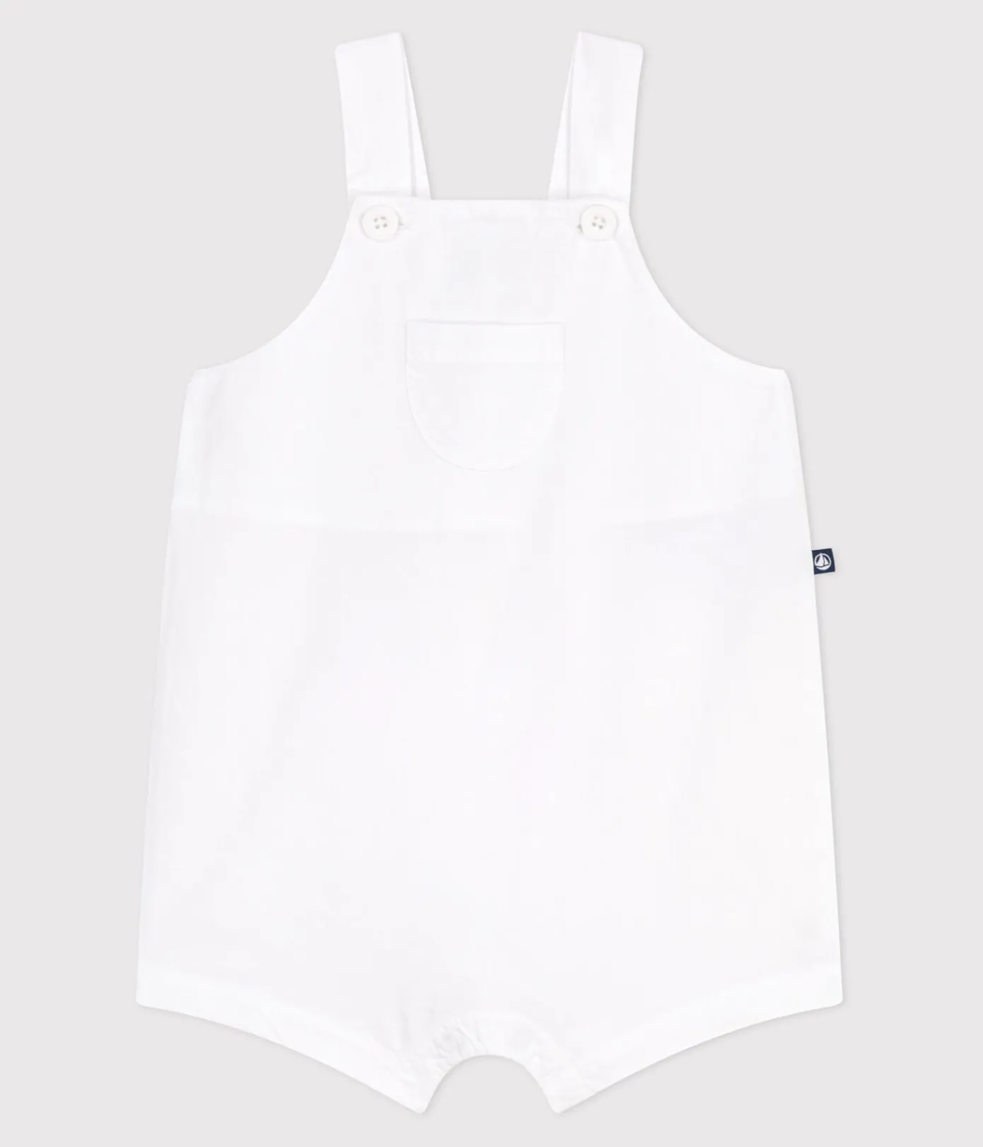 Petit Bateau Sets, Overalls & Latzhosen*Kurzbeinige Baby-Latzhose aus einfarbiger Baumwolle weiss ECUME