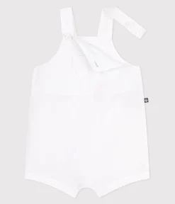 Petit Bateau Sets, Overalls & Latzhosen*Kurzbeinige Baby-Latzhose aus einfarbiger Baumwolle weiss ECUME