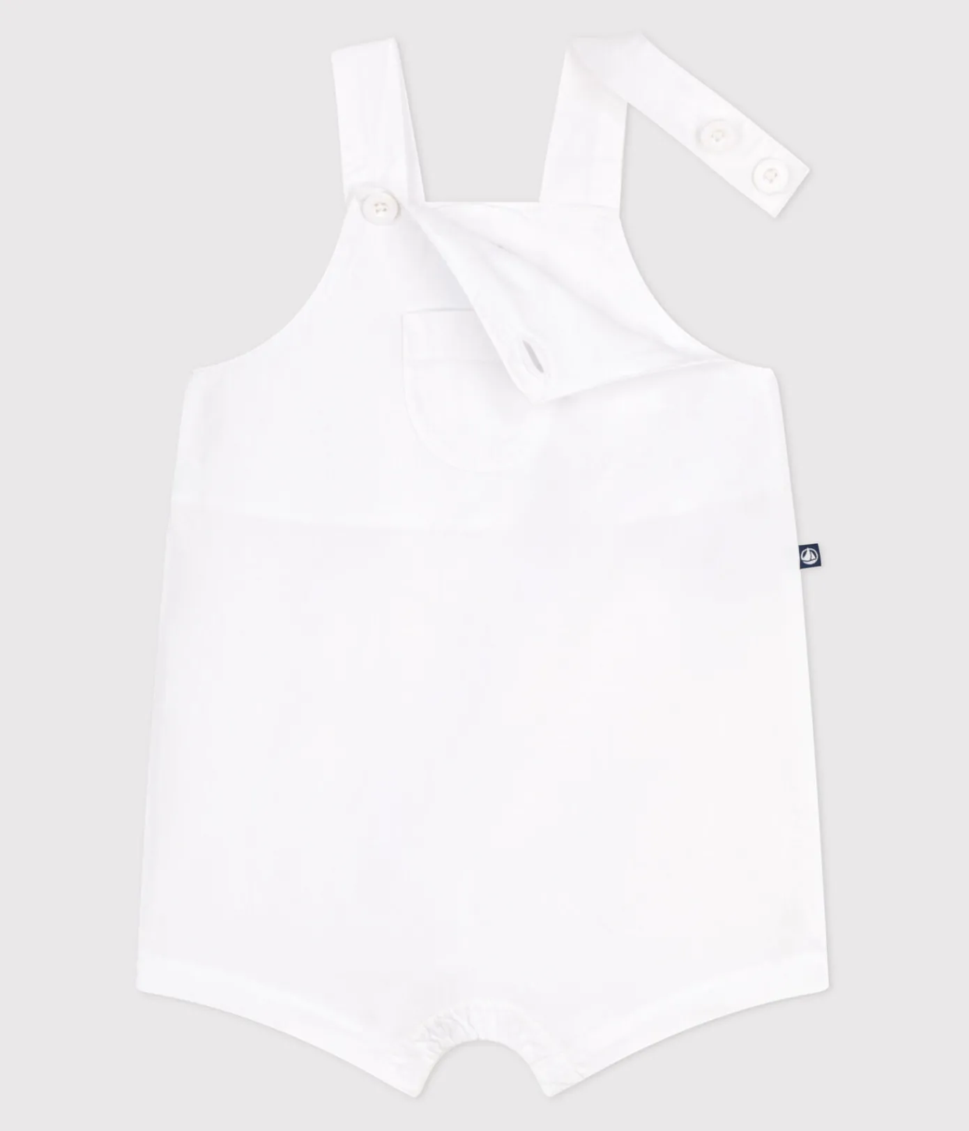 Petit Bateau Sets, Overalls & Latzhosen*Kurzbeinige Baby-Latzhose aus einfarbiger Baumwolle weiss ECUME