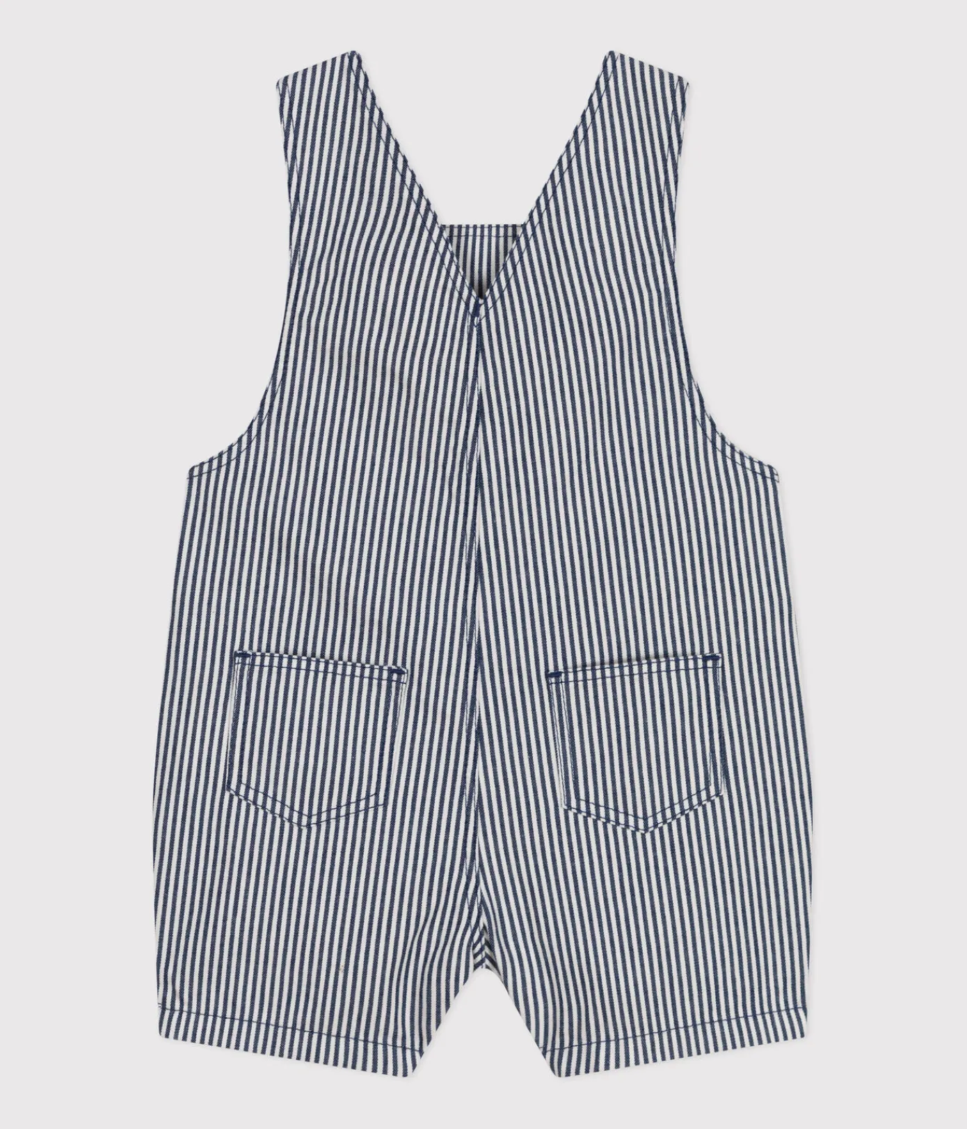 Petit Bateau Sets, Overalls & Latzhosen*Kurze Baby-Latzhose aus Kattun blau MEDIEVAL/weiss MARSHMALLOW