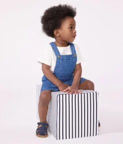 Petit Bateau Sets, Overalls & Latzhosen*Kurze Baby-Latzhose aus leichtem Denim blau DENIM CLAIR