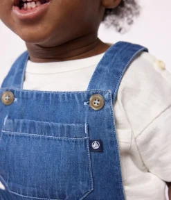Petit Bateau Sets, Overalls & Latzhosen*Kurze Baby-Latzhose aus leichtem Denim blau DENIM CLAIR