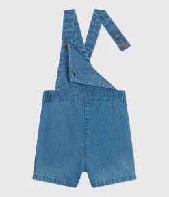 Petit Bateau Sets, Overalls & Latzhosen*Kurze Baby-Latzhose aus leichtem Denim blau DENIM CLAIR