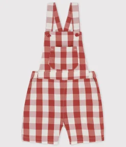 Petit Bateau Sets, Overalls & Latzhosen*Kurze Baby-Latzhose aus Popeline OMBRIE/ AVALANCHE