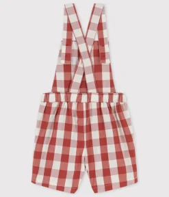 Petit Bateau Sets, Overalls & Latzhosen*Kurze Baby-Latzhose aus Popeline OMBRIE/ AVALANCHE