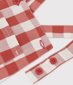 Petit Bateau Sets, Overalls & Latzhosen*Kurze Baby-Latzhose aus Popeline OMBRIE/ AVALANCHE