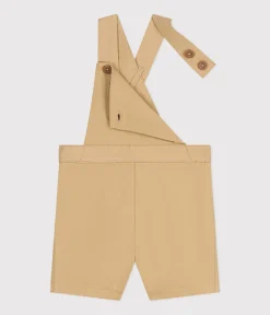 Petit Bateau Sets, Overalls & Latzhosen*Kurze Baby-Latzhose aus Serge beige FACILE
