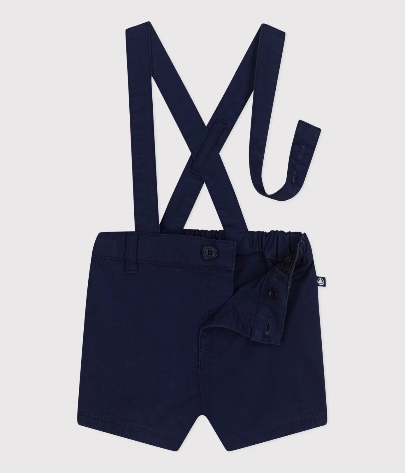 Petit Bateau Sets, Overalls & Latzhosen*Kurze Baby-Latzhose aus Serge blau MEDIEVAL