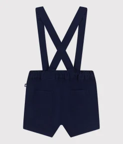 Petit Bateau Sets, Overalls & Latzhosen*Kurze Baby-Latzhose aus Serge blau MEDIEVAL