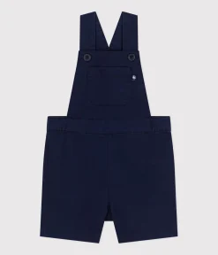 Petit Bateau Sets, Overalls & Latzhosen*Kurze Baby-Latzhose aus Serge blau MEDIEVAL