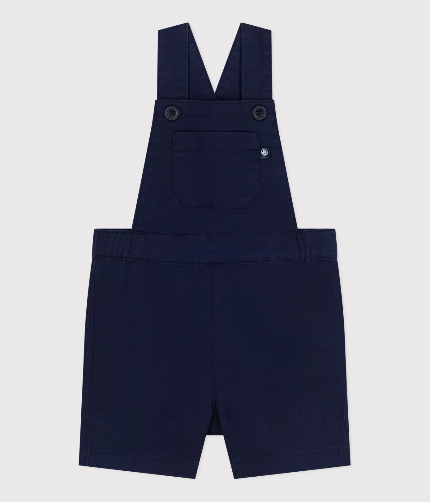 Petit Bateau Sets, Overalls & Latzhosen*Kurze Baby-Latzhose aus Serge blau MEDIEVAL