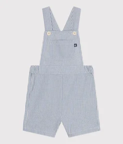 Petit Bateau Sets, Overalls & Latzhosen*Kurze Baby-Latzhose aus Seersucker GAULOISE/ MARSHMALLOW