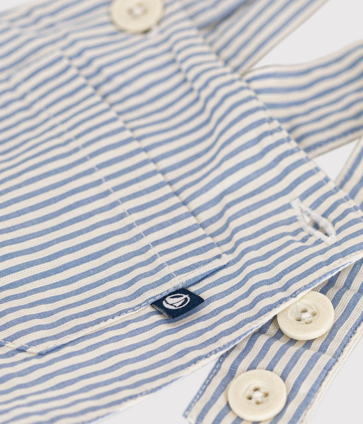 Petit Bateau Sets, Overalls & Latzhosen*Kurze Baby-Latzhose aus Seersucker GAULOISE/ MARSHMALLOW
