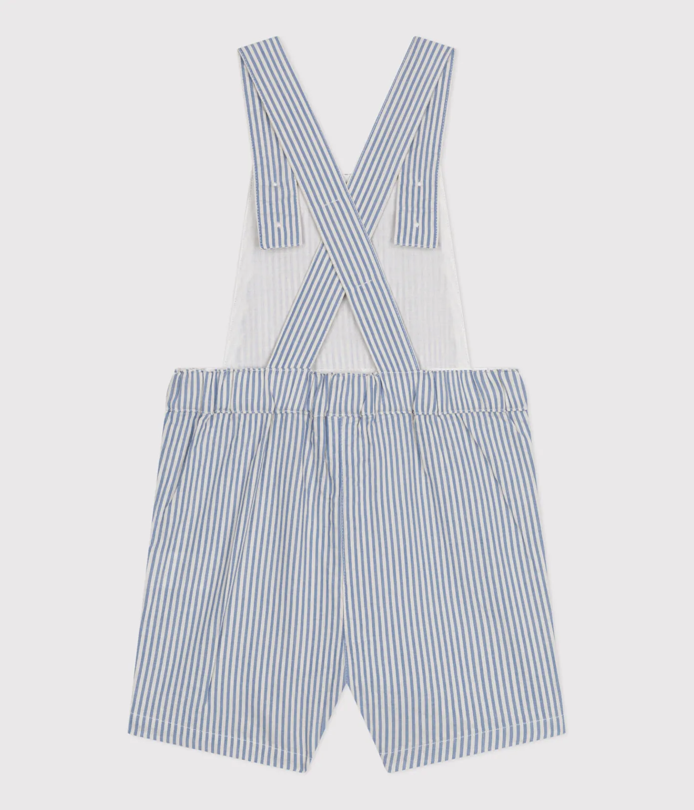 Petit Bateau Sets, Overalls & Latzhosen*Kurze Baby-Latzhose aus Seersucker GAULOISE/ MARSHMALLOW