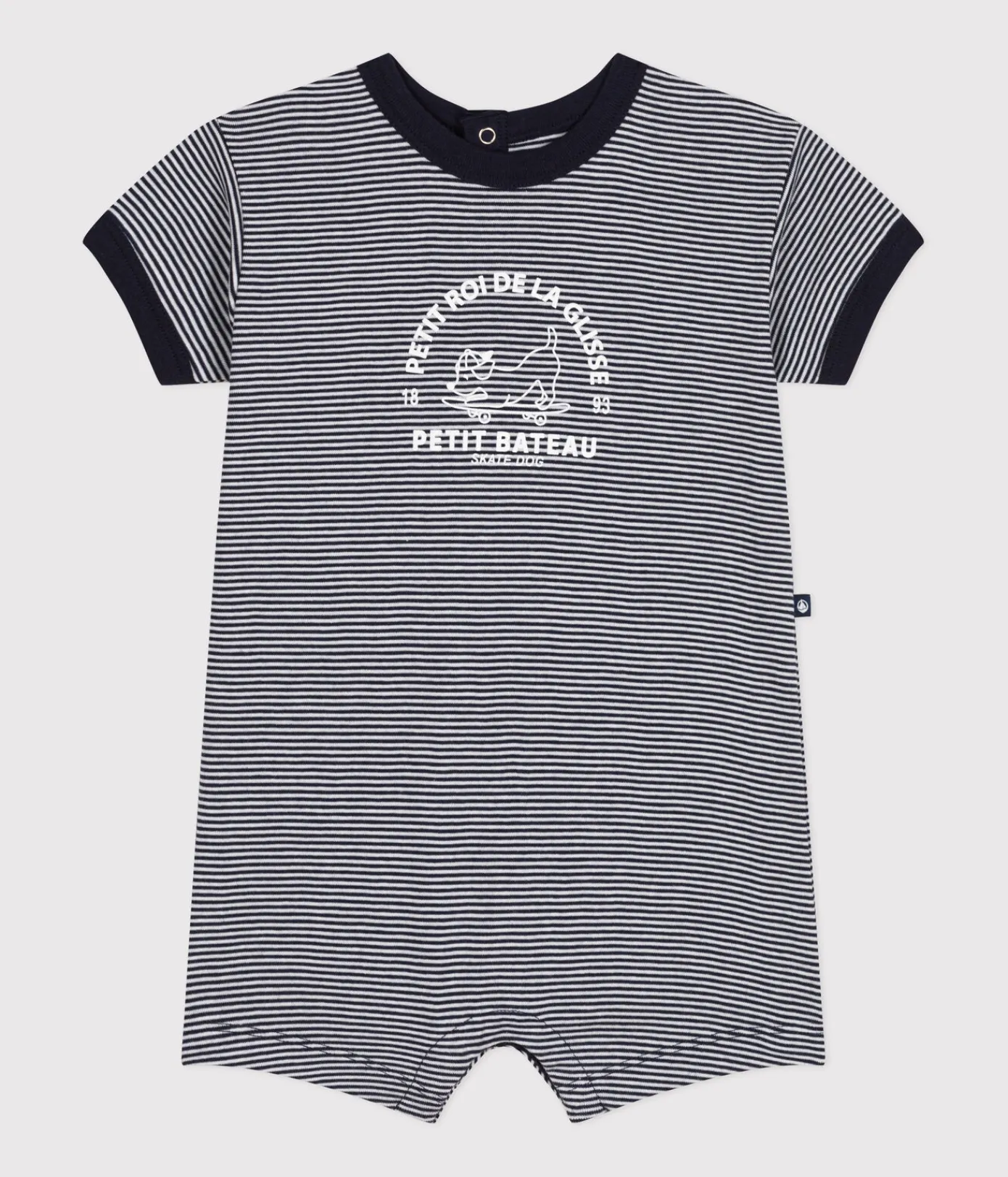 Petit Bateau Sets, Overalls & Latzhosen*Kurzer Baby-Overall aus Jersey blau SMOKING/weiss MARSHMALLOW