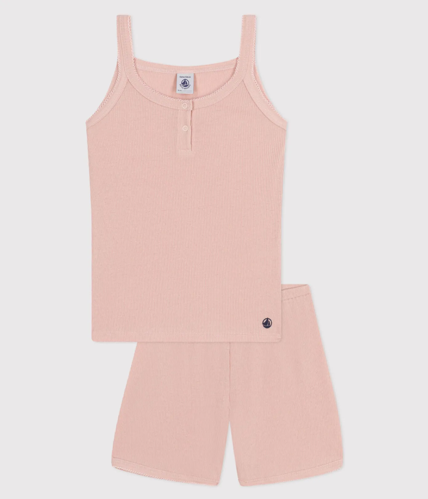 Petit Bateau Schlafanzüge, Nachthemden*Kurzer Kinderpyjama mit unifarbenem Tanktop aus Baumwolle und Lyocell rosa SALINE