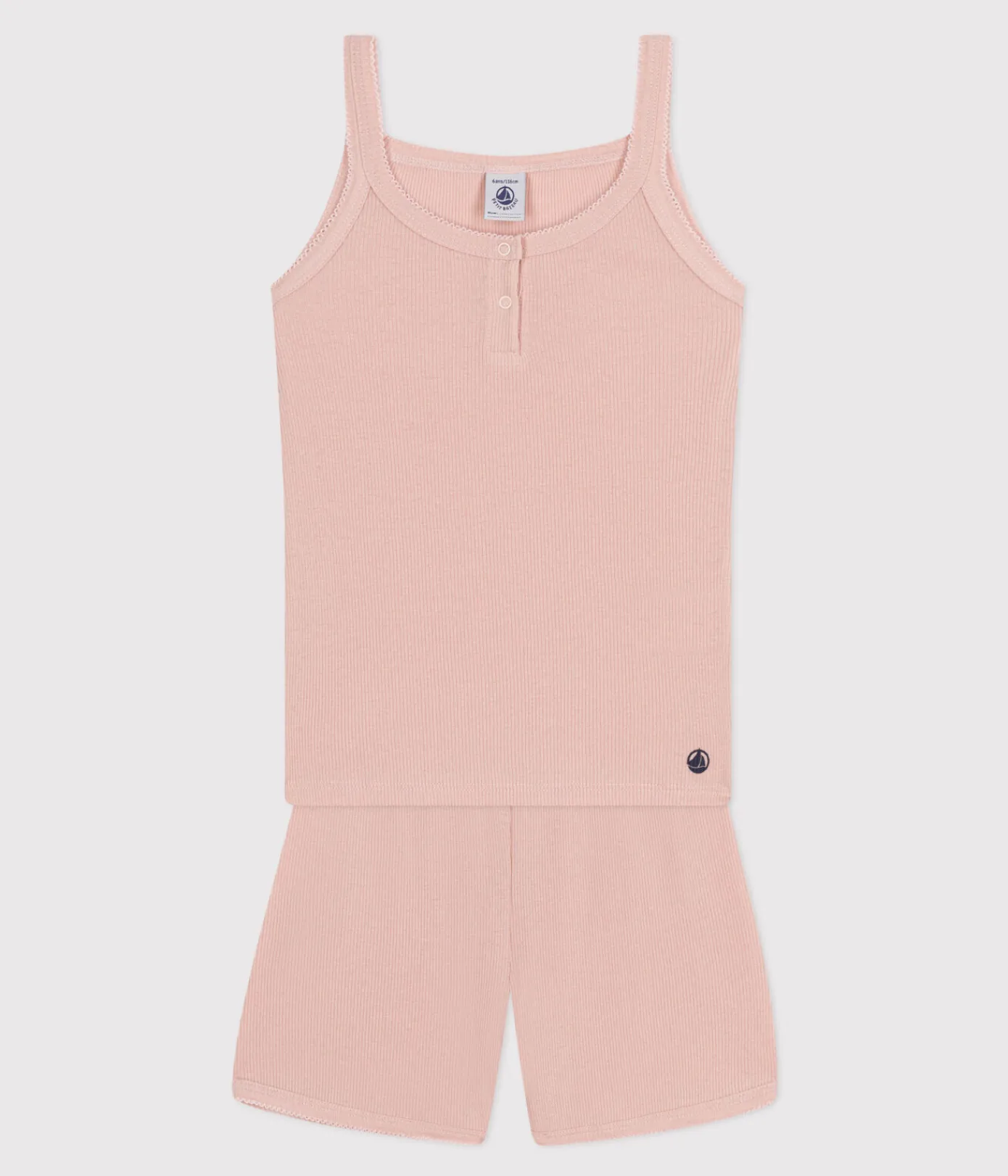 Petit Bateau Schlafanzüge, Nachthemden*Kurzer Kinderpyjama mit unifarbenem Tanktop aus Baumwolle und Lyocell rosa SALINE