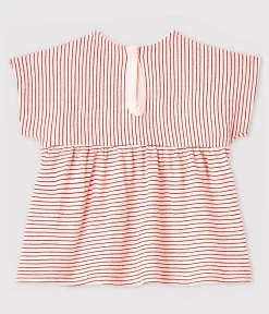 Petit Bateau T-Shirts, Oberteile*Kurzärmelige Baby-Bluse aus gestreiftem, gedoppeltem Jersey für Mädchen rosa FLEUR/rosa COPPER